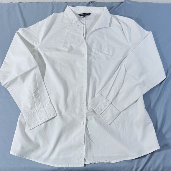 Zac & Rachel Women's L (12-14) White Long Sleeve Button-Up Shirt - Picture 1 of 7